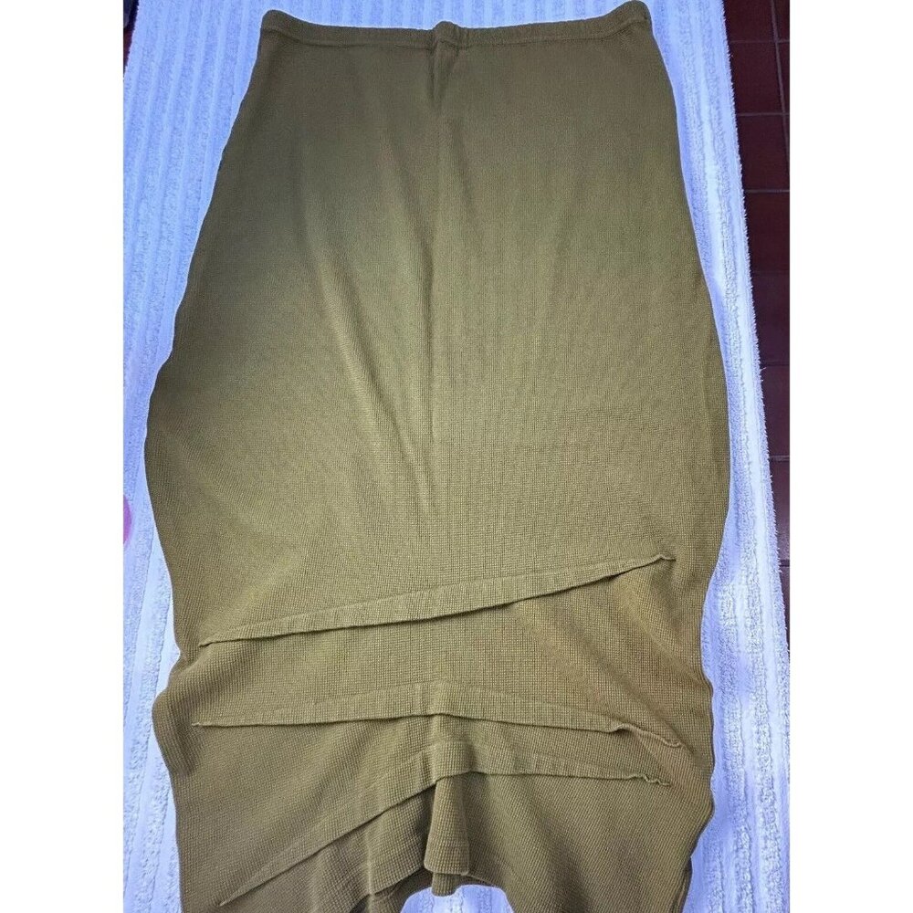 VINTAGE Blue Fish Women's Pencil Skirt Green Elastic Waist Waffle Knit Size 1
